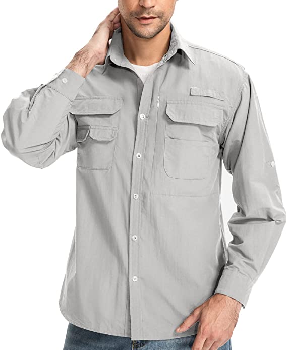 Toomett Men's UPF 50  Sun Protection Hiking Fishing Shirt Lightweight Quick Dry SPF Outdoor Long Sleeve Shirt