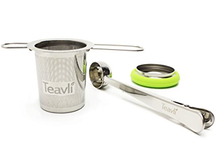 Teavli Long Handle In-Mug Tea Infuser w. Tea Spoon | Extra-Fine Stainless Steel Mesh Tea Infuser, Perfect Loose-Leaf Tea Infuser for Brewing Tea Directly in Cup