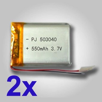 Ofeely New 37v 550mah Polymer Li-ion Battery Pack of 2 Rechargeable for Mp4 GPS Bluetooth 503040