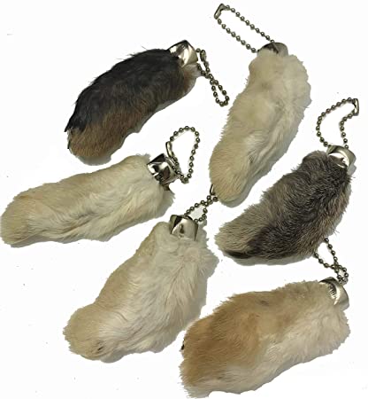 12 Pieces (1 dozen) of the NATURAL Color Novelty Real LUCKY Rabbit Foot Key Chains