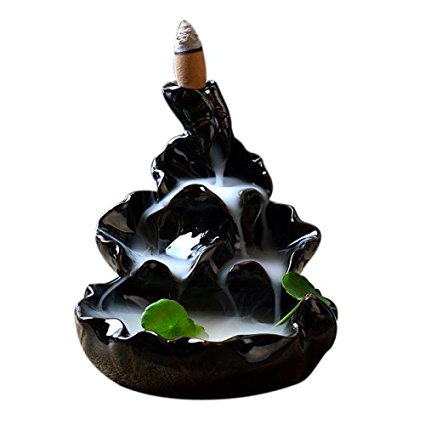 Ceramic Glaze Incense Smoke Cone Burner Backflow Censer Tower Holder #5