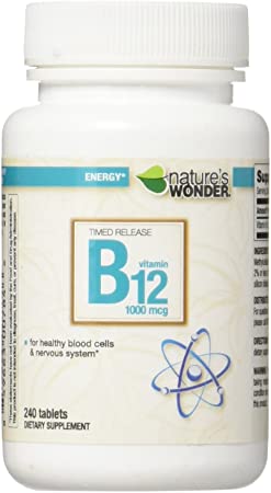 Nature's Wonder Timed Release B12 1000mcg Tablets, 240 Count