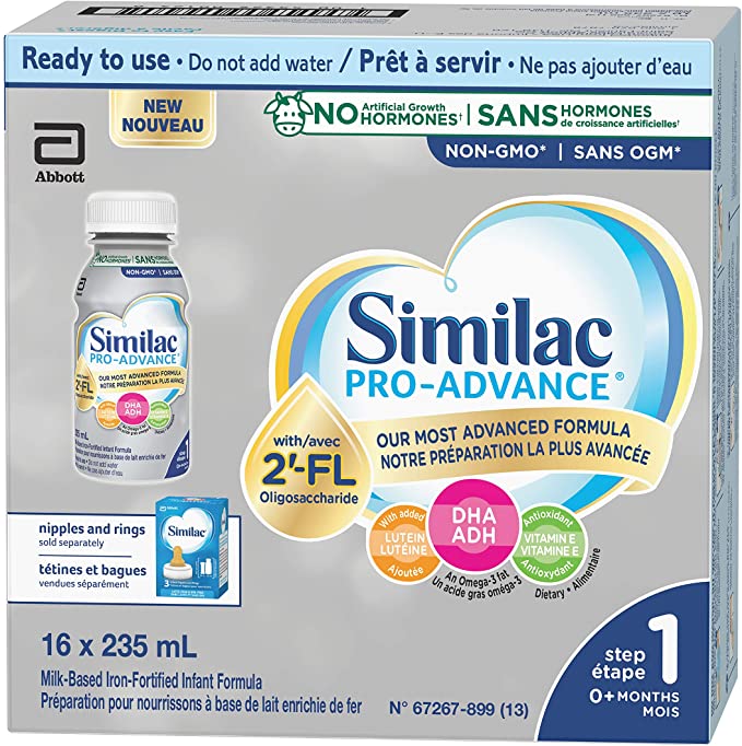 Similac Pro-Advance® Step 1 Baby Formula, 0  Months, with 2'-FL. Immune Support Innovation: 2'-FL, Ready-to-Feed, 16x235mL