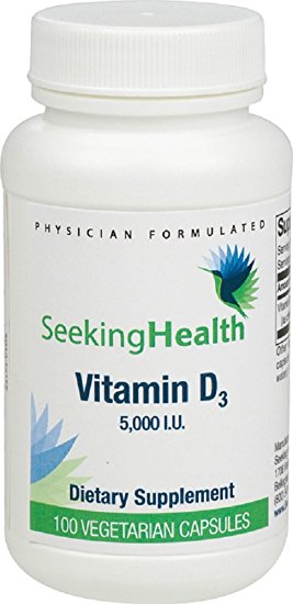 5,000 IU Vitamin D 3 | 100 Vegetarian Capsules | Free of Magnesium Stearate and Common Allergens