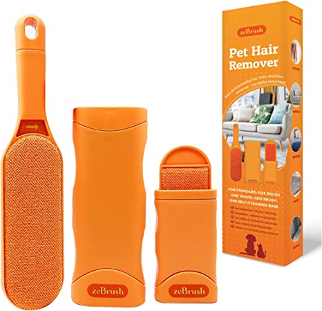Pet Hair Remover -Dog Hair Remover for Clothes-Better Than Lint Rollers for Pet Hair, Dog Hair Remover- Lint Remover Brush, Lint from Clothing, Couch, Furniture, Bedding (Orange)