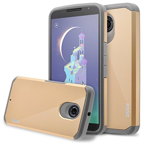 Motorola Nexus 6 Case, RANZ Grey with Gold Hard Impact Dual Layer Shockproof Bumper Case For Motorola Nexus 6 (XT1103)