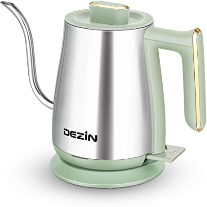 Dezin Electric Gooseneck Kettle, Electric Tea kettle with 304 Stainless Steel, 0.8L Pour Over Kettle for Coffee, Tea Brewing, Small Electric Kettle with Auto Shut off Protection, Green