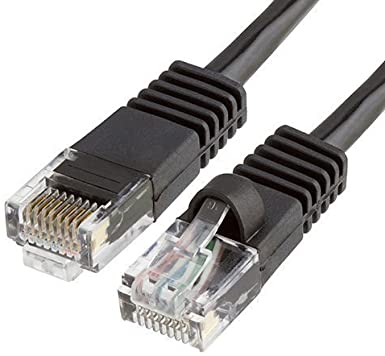 BLACK Gold Plated 50FT CAT5 CAT5e RJ45 PATCH ETHERNET NETWORK CABLE 50 FT For PC, Mac, Laptop, PS2, PS3, PS4, XBox, and XBox 360 Xbox One to hook up on high speed internet from DSL or Cable internet.