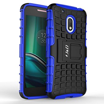 Moto G4 Play Case, J&D [Kickstand] [Heavy Duty Protection] [Dual Layer] Slim Fit Hybrid Shock Proof Protective Case for Motorola Moto G4 Play - Blue