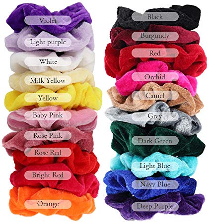 Hair Scrunchies Velvet -20 Pack Velvet Elastic Hair Bands Hair Accessories For Women Girl And Lady(Multiple Colour-Light Colour)