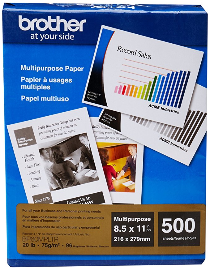 Brother Multi-Purpose Paper, 8.5 inches x 11 inches, 500 Sheets (BP60MPLTR)