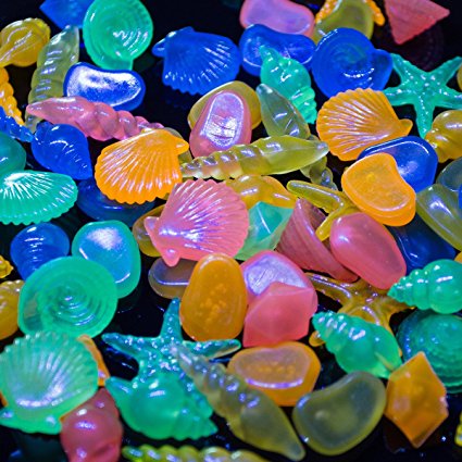Glow Stones,Govine 60pcs Colorful Pebble Conch Shell in the Dark for Aquarium Fish Tank