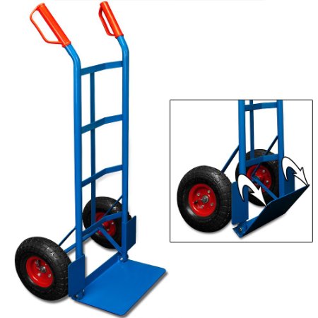 Sack truck Hand trolley with foldable toe - Pneumatic tires - Heavy duty 200kg/440lb