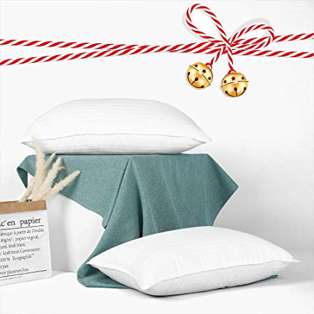ENITYA Bed Pillows for Sleeping- Premium Quality, 3D High Elastic Fibre Filling with 100% Cotton Cover.Ergonomic Design Fits Neck Contour.Perfect for Side/Back Sleeper (Queen Pillows Set of 2)