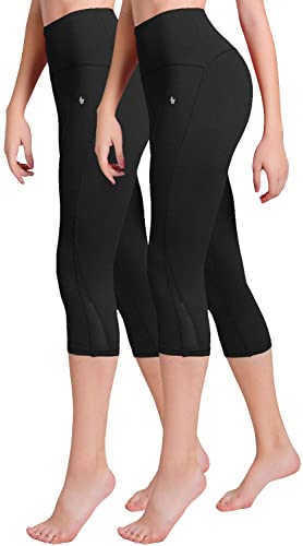 ODODOS Women's High Waisted Tummy Control Mesh Workout Pants, Full-Length Leggings with Back Pockets