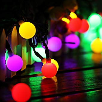 Solar Globe Fairy Lights, 60 LED Ball 35.6 Ft String Lights with 8 Modes Cosy Glow Ambiance Lighting for Garden, Christmas, Bedroom, Patio, Wedding, Party, Festival (Multi)