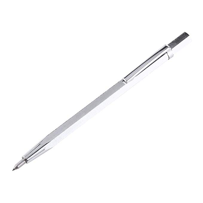 1Pc Carbide Tip Scriber Etching Pen Carve Engraver Scriber TooL for Glass / Ceramics / Metal Sheet, Portable Pocket Pen-like Scriber with Clip and Magnet (Silver)