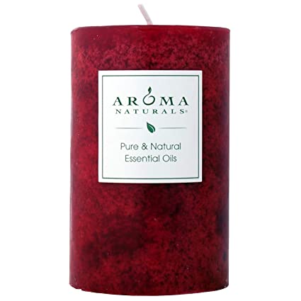 Aroma Naturals Holiday Essential Oil Scented Pillar Candle, Orange, Clove and Cinnamon, Warm Spice, 2.5 inch x 4 inch