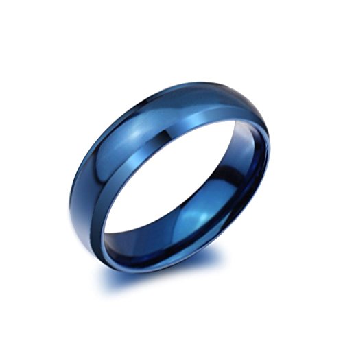 Zealmer Men's Classic Blue Titanium Steel Ring Plain Wedding Band Ring Polished Charm