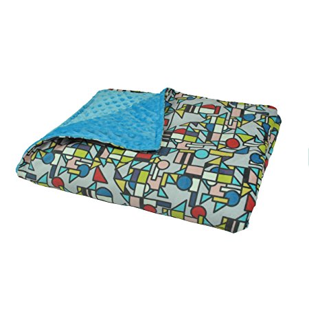 Premium Colorful Weighted Blanket by Panda Dady - Blue - Cotton/Minky (60"L x 41"W) - 10lbs - Puzzle Geometry