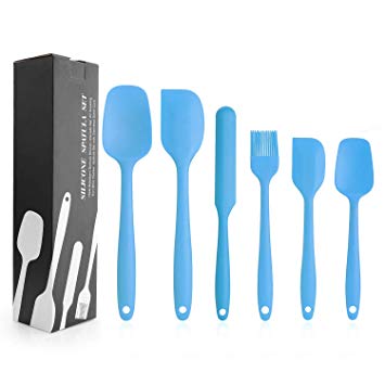 Silicone Spatula Set - 6 Piece Non-Stick Rubber Spatula Set with Stainless Steel Core - Heat-Resistant Spatula Kitchen Utensils Set for Cooking, Baking and Mixing (Blue)