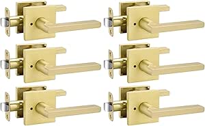 goldenwarm Brushed Gold Interior Door Handles, Gold Door Handle Interior, Gold Privacy Lever Door Handle, Heavy Duty Interior Door Levers, Contemporary Gold Bathroom Door Handles(6 Pack)