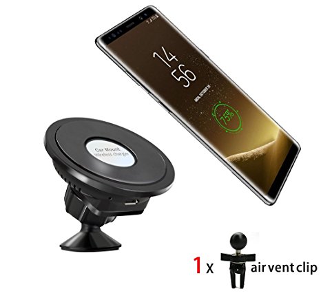 Qi Wireless Car Mount Charger Nano Sticky Pad with Air Vent Cradle and Stick Stent Fast Wireless Charging for iPhone X 8 Plus Samsung S8 Plus S7 S6 Edge Note 8 pipigo-Black
