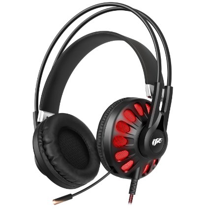 1byone Over-Ear Headphones 7.1 Virtual Surround Sound USB Gaming Headset with Mic and In-Line Control for PC, Black