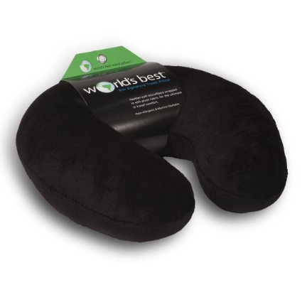 World's Best Feather Soft Microfiber Neck Pillow, Black