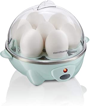 Hamilton Beach 3-in-1 Electric Hard Boiled Egg Cooker, Poacher & Omelet Maker, Holds 7, Mint (25504)