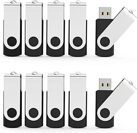 Aiibe 32GB 10 Pack USB Flash Drive 32GB USB Stick Bulk USB Drive 2.0 USB Key USB Thumb Drive Flash Drives 32gb Memory Stick for Laptop (Black,10pcs)