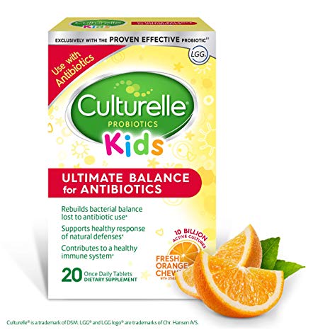 Culturelle Kids Ultimate Balance for Antibiotics chewables | Use with Antibiotics | Contains 100% LGG –The Most Clinically Studied Probiotic†† | Once Per Day Dietary Supplement | 20 Count