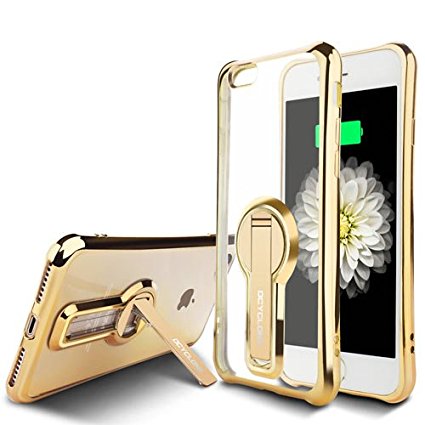 iPhone 7 Case With Kickstand, 360 degree Rotatable Stand Slim-Fit Soft TPU Crystal Protective Clear Phone Case Cover for Apple iPhone 7 - Gold (Glitter)