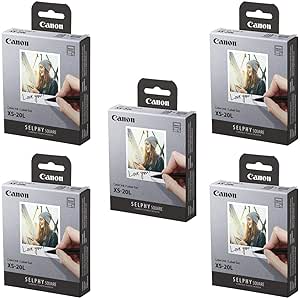 Canon 5 Pack SELPHY Color Ink/Label XS-20L Set, 20 Sheets