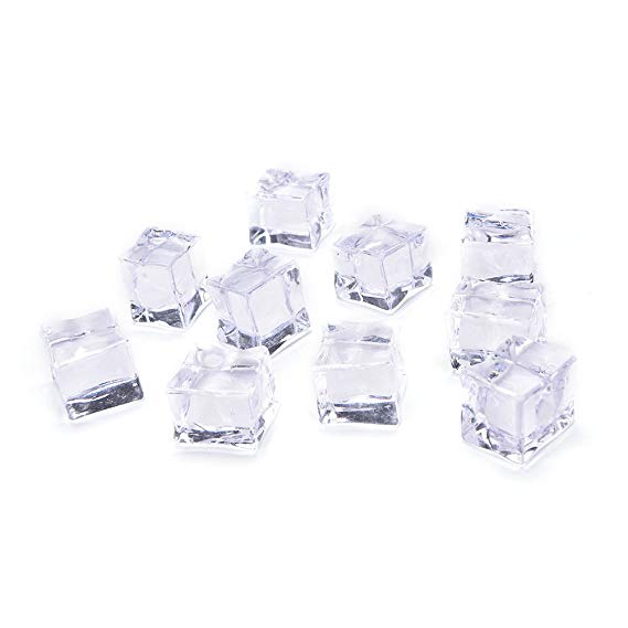 10 Pcs Acrylic Ice Cubes Square Shape,Glass Luster Ice Cubes,Fake Artificial Acrylic Ice Cubes Crystal Clear for Photography Props Kitchen Toy Decoration by Crqes