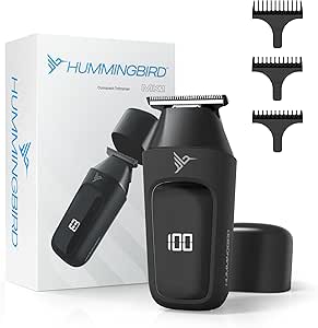 HUMMINGBIRD MK1 Compact Trimmer – Portable Men’s Travel Electric Facial and Body Hair Clipper, No Nick, No Cut, Cordless USB C Rechargeable, LED Display, Face and Body Groomer, Travel-Friendly Shaver