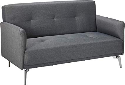 Container Furniture Direct Emma Collection Modern Fabric Upholstered 2 Person Living Room Loveseat, Gray