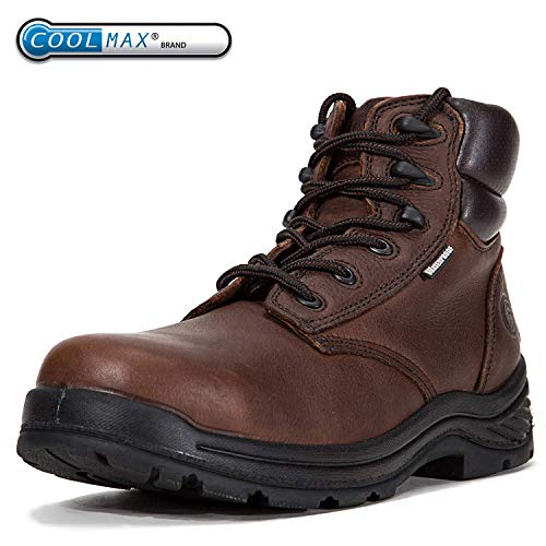 ROCKROOSTER Men's Work Boots Waterproof, Steel Toe, Antistatic, Water Resistant Leather Shoes, Width EEE-Wide(AK227, AK222)