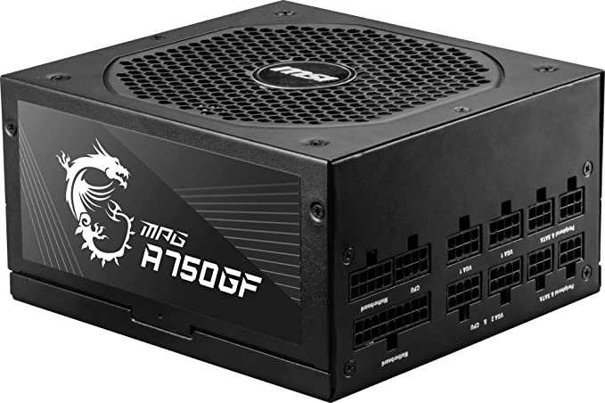 MSI MPG Series, A750GF, 750 Watt, 80  Gold Certified, Fully Modular Power Supply