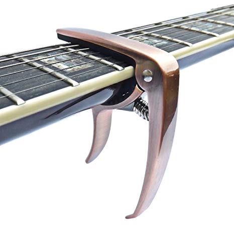 Durable Spring Build Trigger Capo for Electric/Acoustic Guitar, Ukulele, Banjo, Mandolin (Bronze)