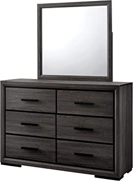 ioHOMES Dasantos Contemporary 6-Drawer Dresser and Mirror, Gray