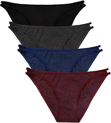 ATTRACO Women's Cotton Underwear Stretch Bikini Panties High Cut Briefs Low Rise 4 Packs