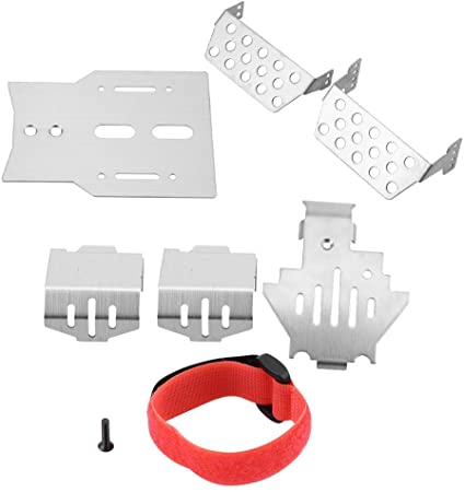 6 Pcs RC Chassis Armors Set, Stainless Steel Chassis Armors Protection Skid Plate for Traxxas TRX-4 RC Car RC Part Accessory Silver