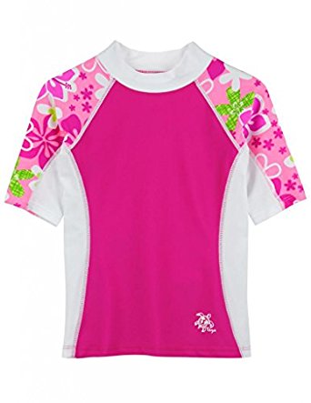 Tuga Girls Short Sleeve Rash Guard 1-14 Years, UPF 50  Sun Protection Swim Shirt