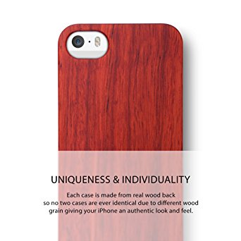 iATO Rose wood cover case "Marco Polo" for the iPhone 5S 4 inch - real natural wooden overlay on PC. Slim back case as premium accessory for the original Apple iPhone 5S.