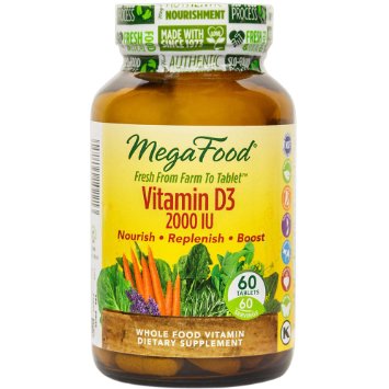MegaFood - Vitamin D-3 2000 IU, Promotes Healthy Immune Function & Overall Well-being, 60 Tablets (FFP)