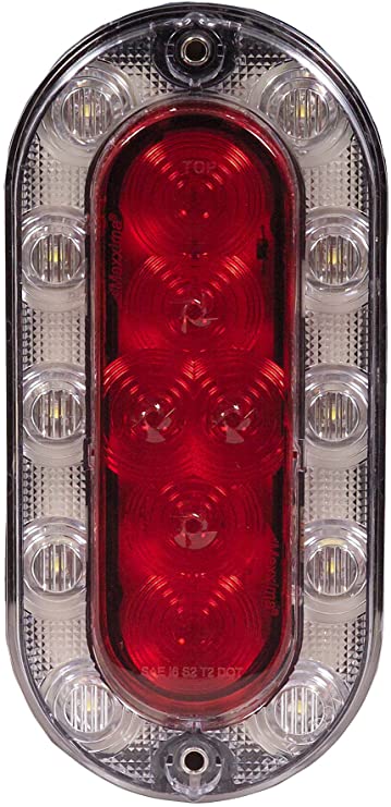 Maxxima M85615R Hybrid Series Red/White Oval LED Stop/Tail/Rear Turn and Back-Up Light