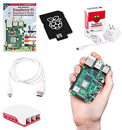 Raspberry Pi 4B 8GB RAM 16GB Storage Official Essentials Starter Kit with 16GB Noobs Micro SD Card, Pi 4 Case, HDMI to Micro HDMI Cable, 15W USB-C Power Supply and Beginners Guide (8GB RAM)