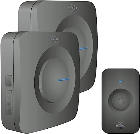 ELRO DB3000 Wireless Doorbell Set with 2 x Receiver with Battery Operated Black Batteries