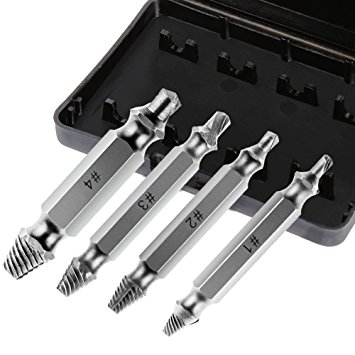 Rovtop Damaged Screw Remover Tool and Broken Bolt Extractor Set Grab Damaged Fasteners with Speed and Precision, Set of 4 Damaged Screw Remover